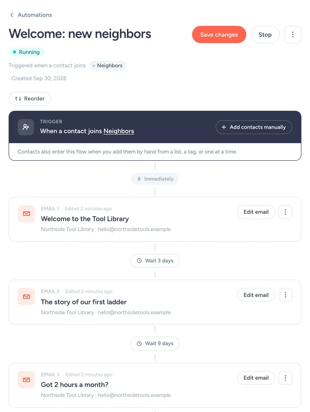 SendFox welcome automation that thanks new nonprofit supporters